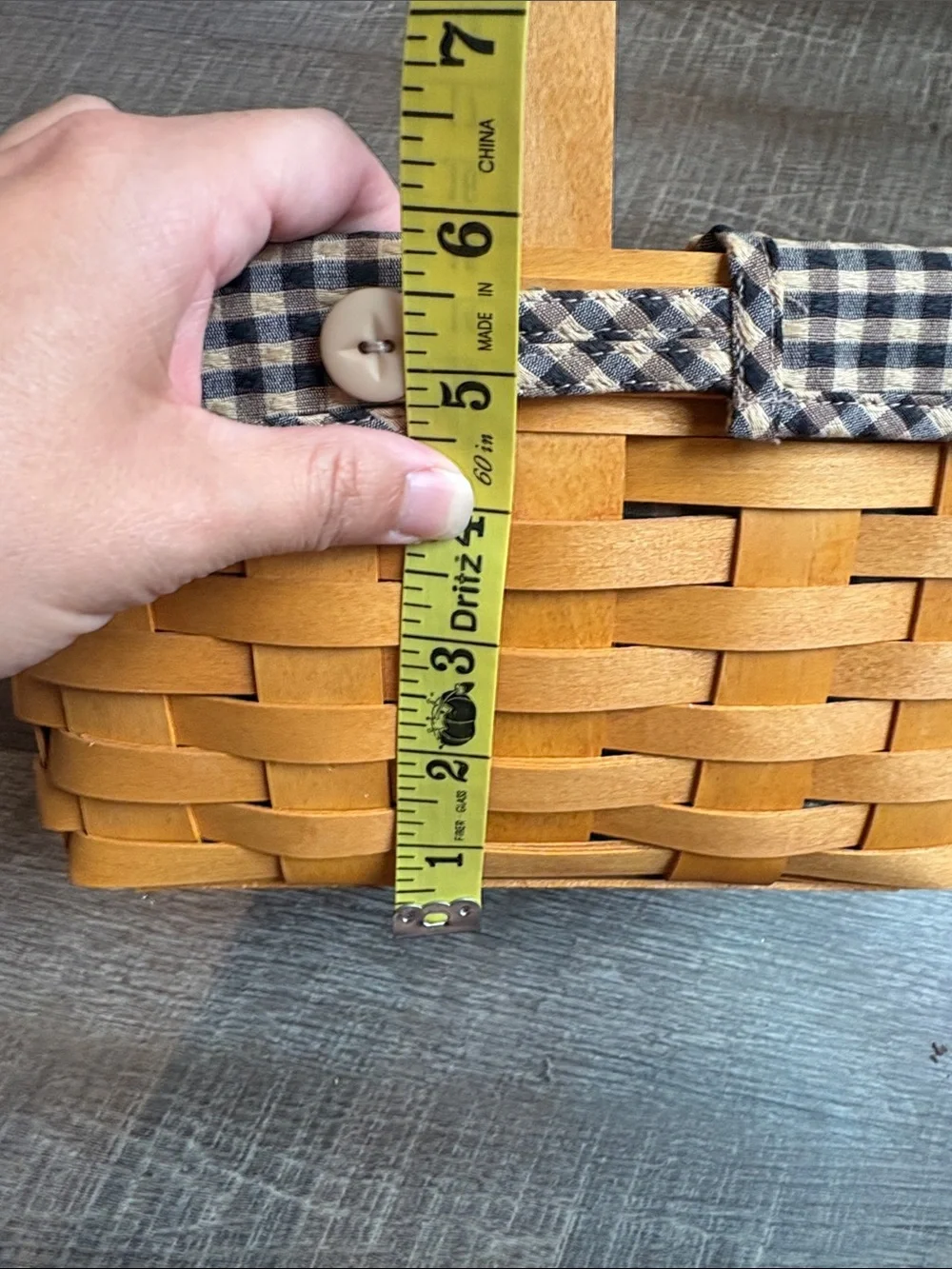 Longaberger Woven Basket Handle Gingham Liner 6”H